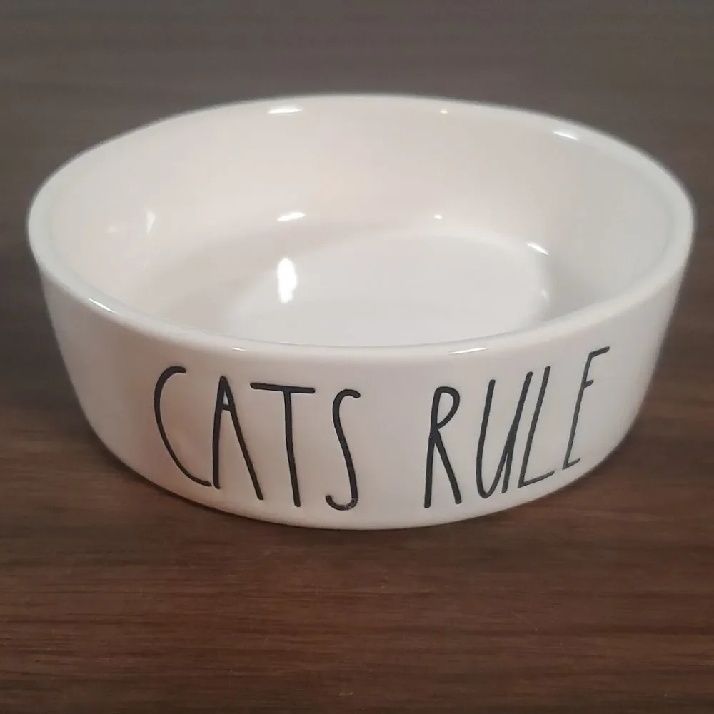Rae Dunn Artisan Collection by Magenta Cats Rule Feline Bowl Kitty Kat Puss Meow